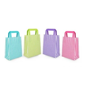Striped Flat Handled Carrier Bags