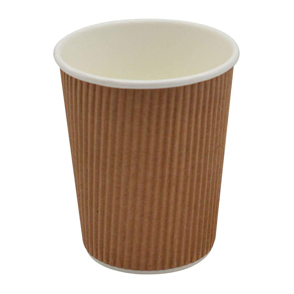 100 x 12oz KRAFT 3-PLY RIPPLE PAPER COFFEE CUPS UK MANUFACTURER 