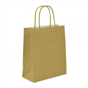 Silver Kraft Paper Bags with Flat Handles 18cm x 23cm  x 8.5cm 