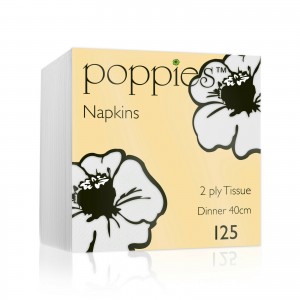 Poppies White 2ply Dinner Napkins