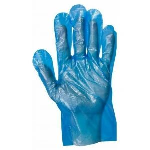 Disposable Food Safe Textured Blue PE Plastic Polythene Gloves